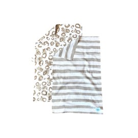 Desert Aqua || 2 Pack || Waffle Weave Microfiber || Tea Towels || Highly Absorbent || Hanging Loop || Dish Cloths || Modern || Designer Prints || Double Sided || Cheetah & Stripes