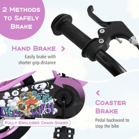 BABY JOY Kids Bike, 18 Inches Child Bike for 4-8 Years Old with Adjustable Height, Training Wheels, Storage Basket, Handbrake & Coaster Brake, Kids Bicycle for Girls Boys (Rabbit Pilot, Purple)