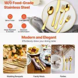 100-Piece Gold Kitchen Home Tableware Set Including Essential Knives Model D0100XUT6KVType: Flatware Set, color: Glod Color