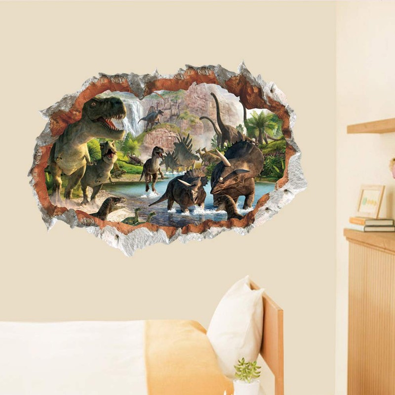 HEITIGN - Pegatinas de pared de dinosaurios 3D extraíbles con