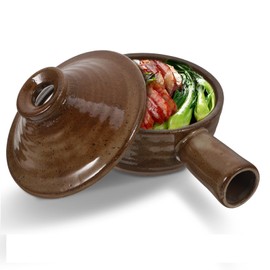 Clay Pot, STOBAZA Casserole with Lid, Clay Cooking Pot Ceramic Saucepan Pot Soup Casserole Pot for Cooking Rice Soup Food Stoneware Bakeware Microwave Oven Safe