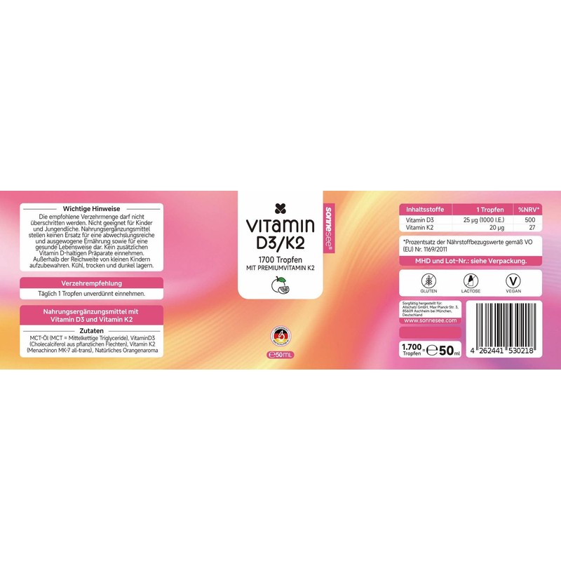 Vitamin D3/K2 Tropfen – 25 µg D3 & 20 µg