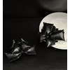 Black Leather Bow Hair Claw Clips, Large 3D Bow Hair