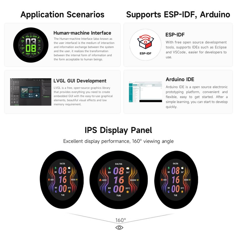 Waveshare ESP32-S3 2.8inch Capacitive Touch Round Display Development Board, 480×480,