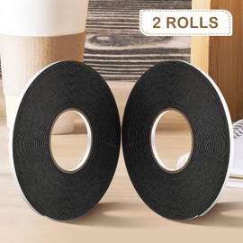 Tatuo 2 Rolls Double Sided Foam Tape 1/4 Inch by 50 Feet Black PE Foam Tape Sponge Soft Mounting Adhesive for DIY Craft Picture Poster Hanging