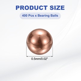 uxcell 400 Pcs Bearing Balls, 0.5mm Diameter Precision Solid Copper Bearing Balls Pure Copper Ball Spheres for Machinery, Automotive, and DIY (T2 Copper)