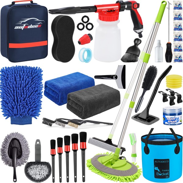 AUTODECO 42Pcs Car Wash Detailing Kit Cleaning Kits with Foam