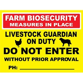Farm Biosecurity Livestock Guardian On Duty Sign Metal Tin Sign12x16 Inches Caution Danger Safety Security Warning Notice Signs