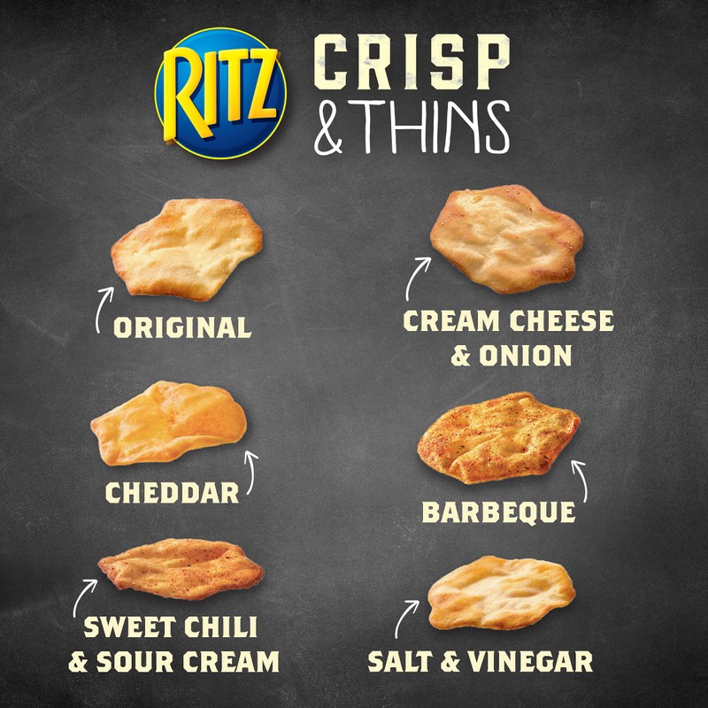 RITZ Crisp and Thins Salt and Vinegar Chips, Party Snacks,