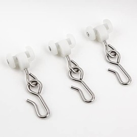EverTrack Curtain Hooks - Dual Wheel Roller Carriers for Ceiling Mounted Curtain Track with Stainless Steel Hooks for Curtains, Drapes, and Room Dividers - Pack of 5