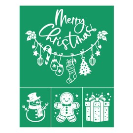 Christmas Socks Snowman Self-Adhesive Silk Screen Stencils Reusable Mesh Stencil Transfers for Painting on Wood, T-Shirt, Fabric, Chalkboard, Ceramic, Card, Wall, DIY Christmas Party Home Decoration