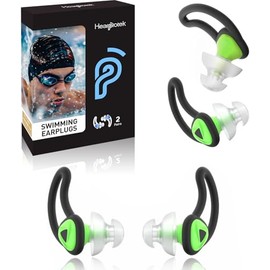 Hearprotek tapones para los oídos de silicona impermeables para natación, ducha y baño, 2 pares reutilizables, verde