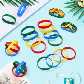 NAHRMY 25PCS Rubber Bracelets Silicone Wristbands for Kid, Elastic Identification Silicone Wristband Bracelet for Sports Teams Party Boys Girls Children Teacher School Gifts Green