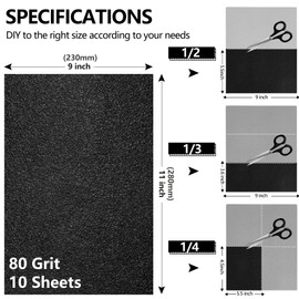 Shineboc 80 Grit Sandpaper, 9 x 11 Inch Wet Dry Sand Paper Hand Abrasive Sanding Sheets for Wood Metal Automotive Sanding and Polishing, Coarse - 10 Sheets