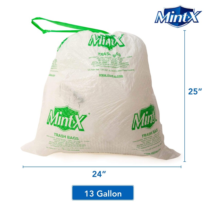 Mint -X Rodent Repellent Indoor Tall Kitchen Drawstring Trash Bags