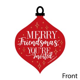 Big Dot of Happiness Red and Gold Friendsmas - Shaped Fill-in Invitations - Friends Christmas Party Invitation Cards with Envelopes - Set of 12