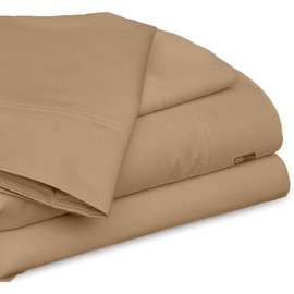 SGI bedding Luxury 4 Piece Emperor/Wyoming King(84" W x 84" L) Egyptian Cotton Sheet Set - 1000 Thread Count, 15" Inch Deep Pocket Sateen Weave, Long Staple, Breathable, Soft Premium Cotton - Taupe