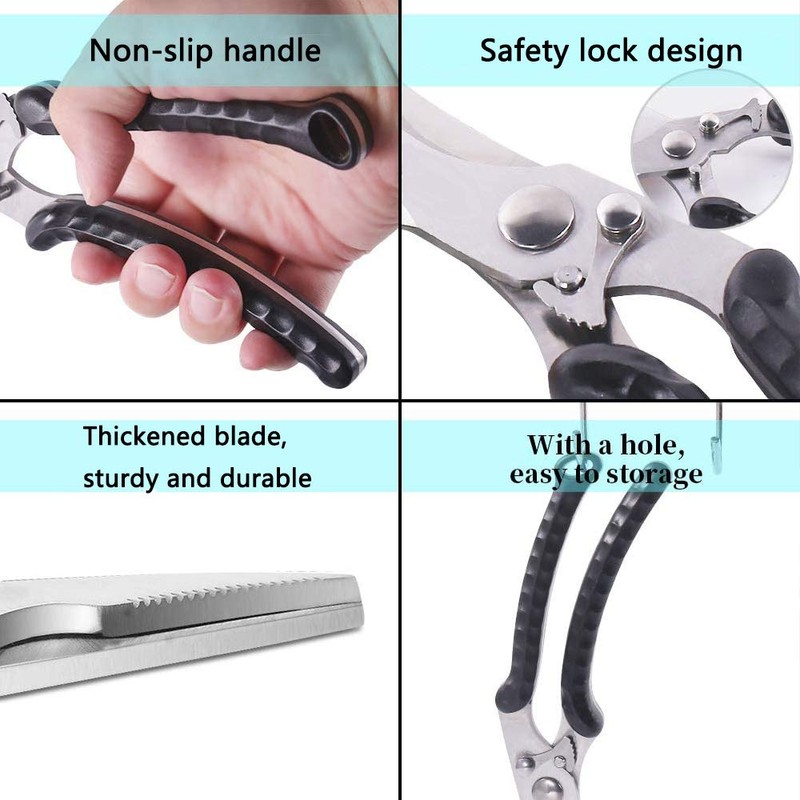 Multifunctional kitchen scissors, sharp poultry scissors, kitchen scissors, stainless steel