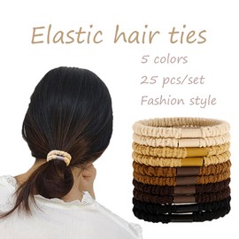 Elastic Hair Ties for Women Girls 25PCS Handmade Braided Ponytail Holders Wrinkled Knitted Hair Ties Hair Bands Solid Color Ruber Bands for Thin Thick Hair