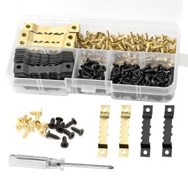 Pack of 80 Picture Hangers, Hangers for Pictures, Prong Hangers, Picture Hooks, Picture Hangers, Double Hole with 170 Screws and Screwdriver for Picture Frames, Watches, Paintings and Crafts