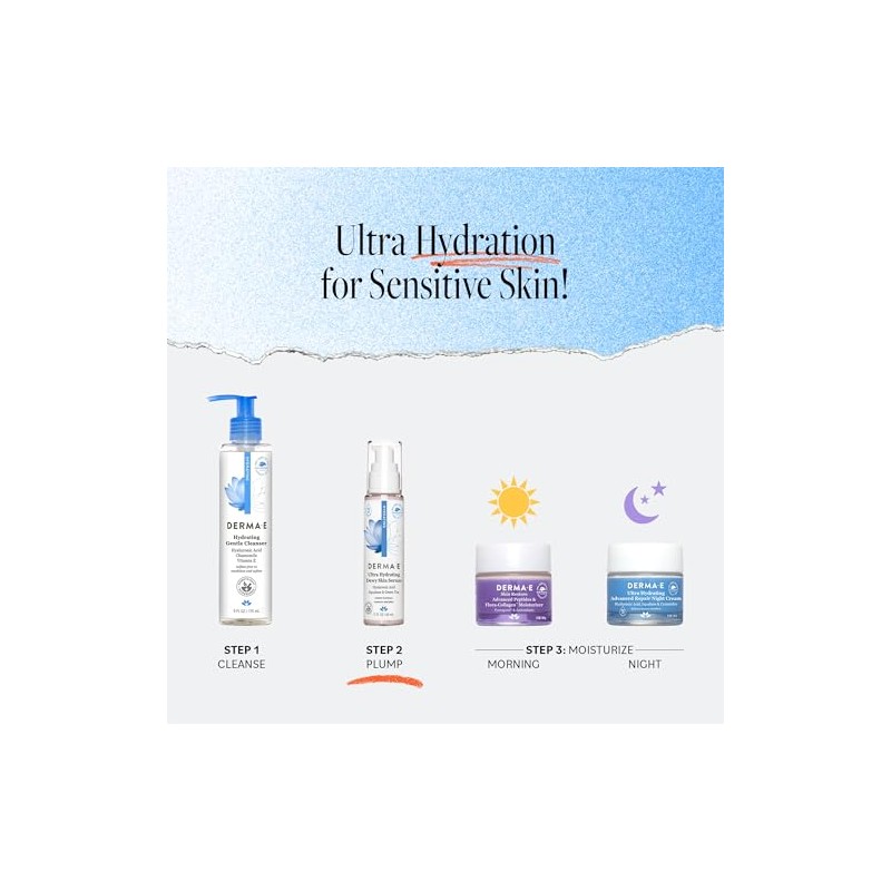 DERMA E Hydrating Serum with Hyaluronic Acid, 2 oz