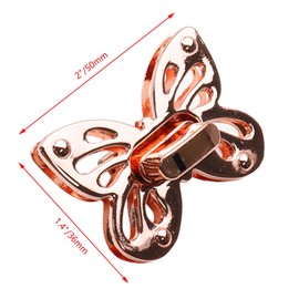 Pastlla 3 Sets Metal Butterfly Twist Purse Closure Turn Locks Clip Clasp for Wallet Briefcase DIY Purse Handbags Making, Rose Gold