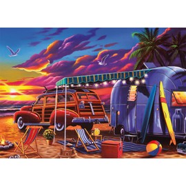 Buffalo Games - Beach Camp - 300 Large Piece Jigsaw Puzzle for Adults Challenging Puzzle Perfect for Game Nights - 300 Large Piece Finished Puzzle Size is 21.25 x 15.00