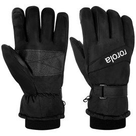 Rorola Ski Men Mittens Touchscreen Anti-Slip Gloves for Skiing Running Cycling, Water Resistant Windproof Warm Gloves for Outdoor Sports, Black