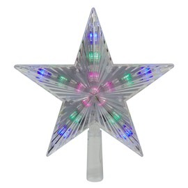 Hofert 5 Point Star Christmas Tree Topper-Multicolor LED Lights, 9.5", Clear