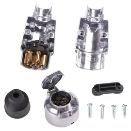 AOHEWEI Elektrik 7-Pin Trailer Socket and Plug 7-Way Connections with Aluminium Alloy Metal Housing for Car Boat Caravan Caravan or Other Commercial Vehicles