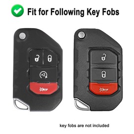 Soft TPU Flip Key Fob Cover Case Fit for 2018 2019 Jeep Wrangler JL JLU Rubicon 2020 2021 Jeep Gladiator JT Sahara JLU OHT1130261 Remote Holder Skin Protector Keyless Entry Sleeve Accessories (Black)