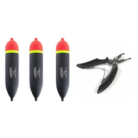 Set of 3 x Jenzi predatory fish float pike float (1 x 10 g, 1 x 15 g, 1 x 20 g) + free fishing scissors