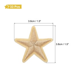 sourcing map 33 Pcs 5Star Patches Iron on Patches, Khaki Sew Embroidered Patches Appliques Embellishments 1.5IN Repair Patch for DIY Garment Craft Backpack Clothes Gift Decorations