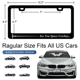 License Plate Frames See You Space Cowboy Anime Funny License Plate Frame with Screws Black Metal License Plate Cover Holder 6.3 X 12.3 inch for Car Decoration for Women Men LICEPLAME