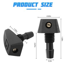 Sandfren 2PCS Car Front Windshield Washer Nozzles, 0.31" Adjustable Single Hole Vehicle Windscreen Wiper Fan Shape Water Sprayer Head Replacement, Auto Exterior Accessories, Universal Fit