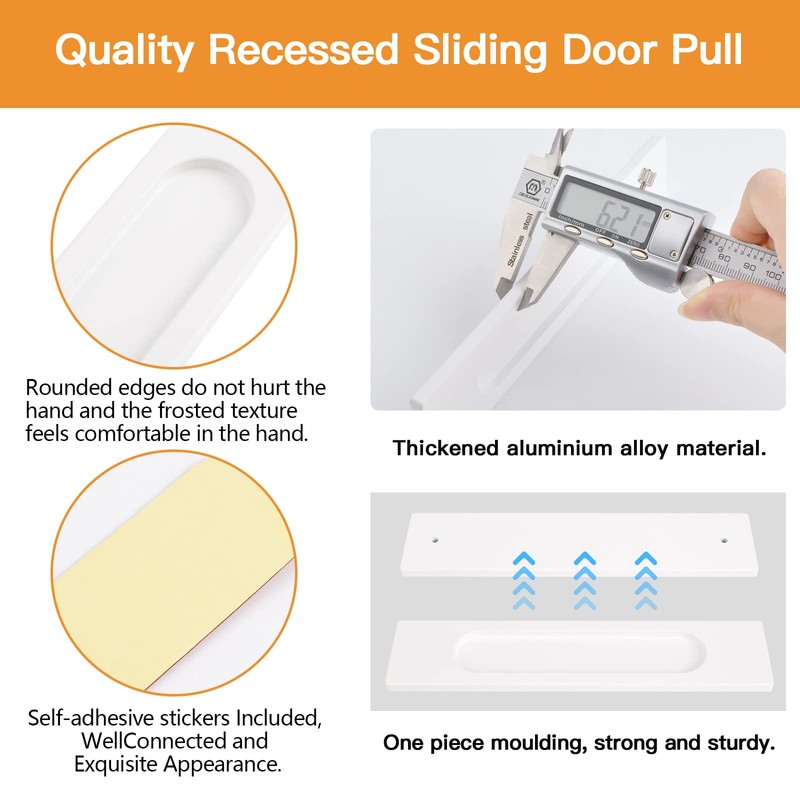 MOROBOR 18CM Self-Stick Rectangual Sliding Door Pulls, 2pcs Warm White