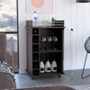 Benicabaly Bar Cart with Six Wine Cubbies and Glass Door
