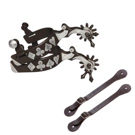 Suohanfei 2PCS Horse Spurs for Cowboy Boots with Spur Straps, Western Equestrian Riding Spurs (Low-Carbon Steel)