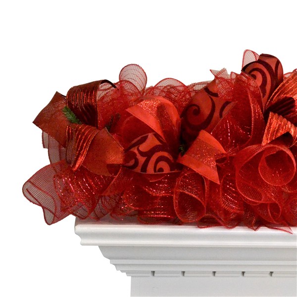 Solid Red Christmas Garland, Red Holiday Mantle Garland, Set of