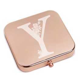 Ximruyuv Pocket Mirror for Women, Rosegold Square 2.8”×2.8” Metal Frame Double Sided Mini Magnifying 1X/2X Pocket Mirror for Men Can be Used as Gifts for Woman (Y)