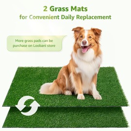 LOOBANI Dog Grass Pad with Tray Large, Indoor Dog Potties for Apartment and Patio Training, with 2 Packs Loobani Dog Grass Pee Pads for Replacement(Tray Potty 45 * 29inch)