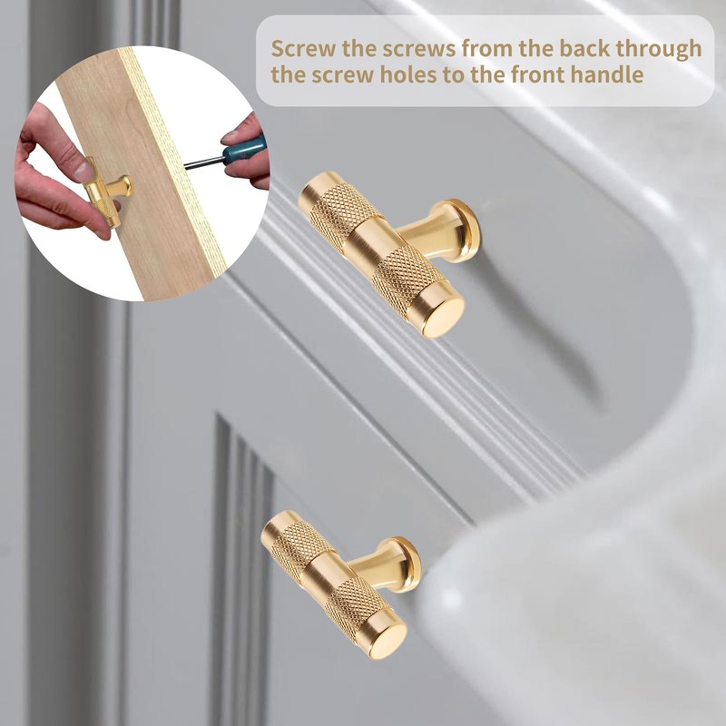 Xiciki 10 Pcs Gold Door Knobs Gold Kitchen Knobs, 50mm