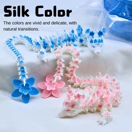 Two 3D Printed Cherry Blossom Dragons - 11.8-inch Realistic Movable Dragon fingertip Toys, Desktop Decorations and Collectibles (Blue-Pink)