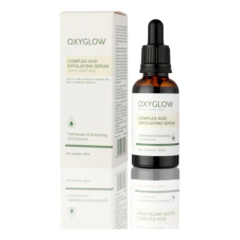 Sérum Oxyglow Con Ácido Láctico y Hialurónico Exfoliante Piel Grasa