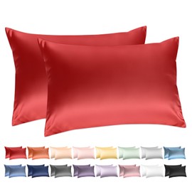 100% Cotton Standard Pillowcases Set of 2, Deep Dream 600 Thread Count Pillow Cases, 20x26 Inches, Super Soft and Breathable Envelope Closure (Dark Red)