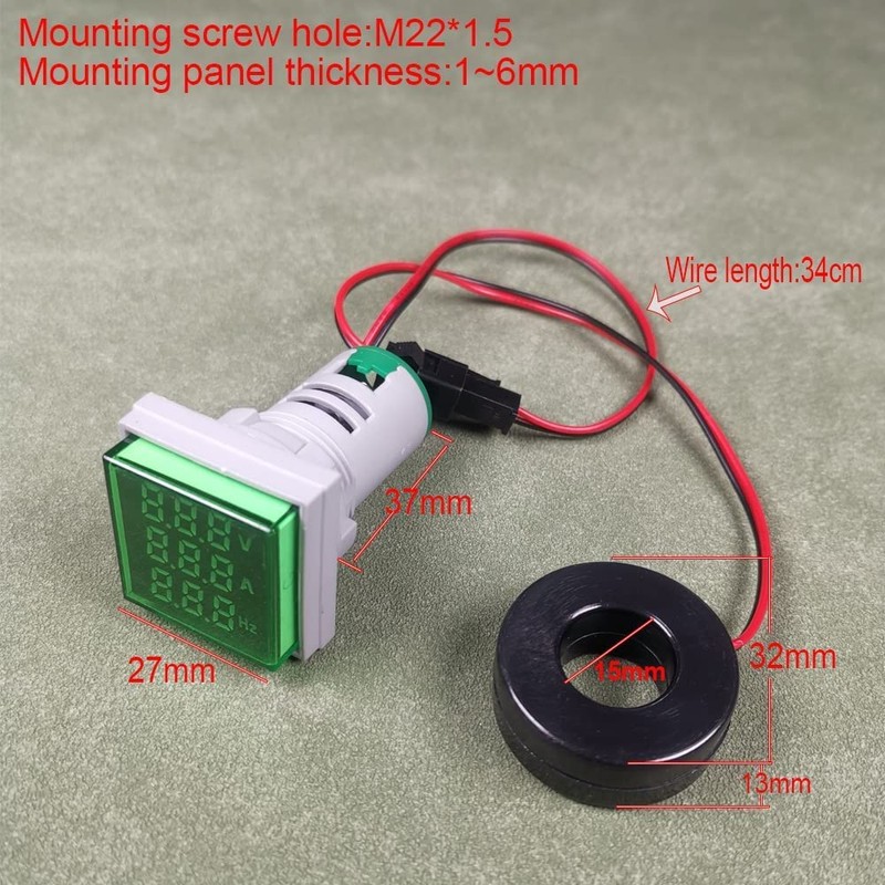 Gebildet AC 50-500V 0-100A 0-99Hz 22mm AC Current Voltage Tester