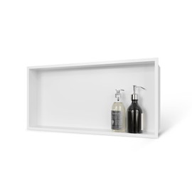 MERRANOX 24" X 12" White Shower Niche, Stainless Steel Wall Niche, Recessed Shower Niche for Bathroom, Storage, No Tile Needed, Anti-Fingerprint & Easy Installation