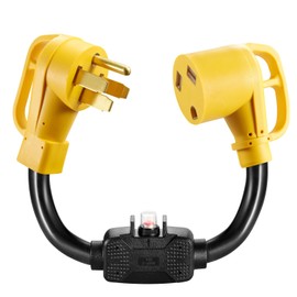 Overload Protector 30 Amp to 50 Amp RV Adapter Cord with Circuit Breaker and Twist Lock, NEMA 14-50P to NEMA TT-30R Dogbone Electrical Power Adapter with Upgraded Handle,ETL Listed