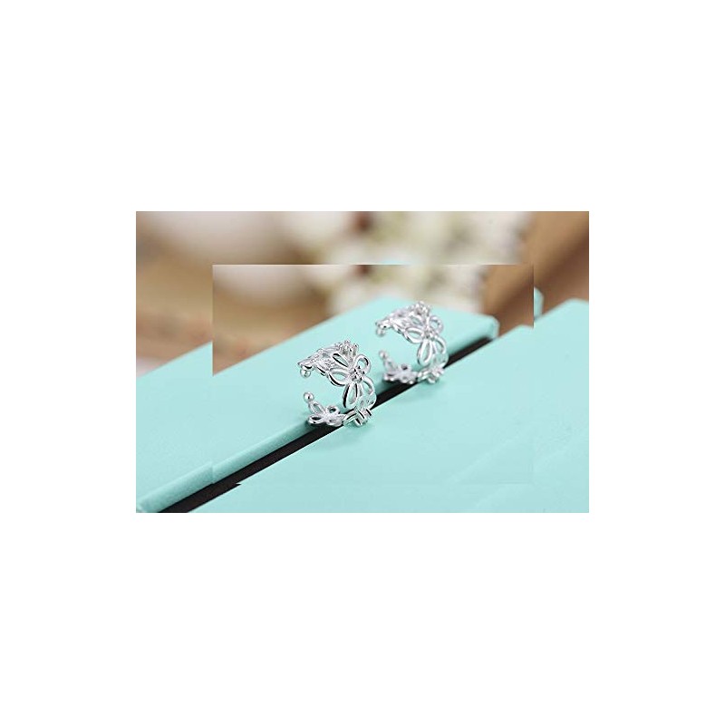 CZ Flower Cuff Wrap Clip On Hoop Earrings for Women