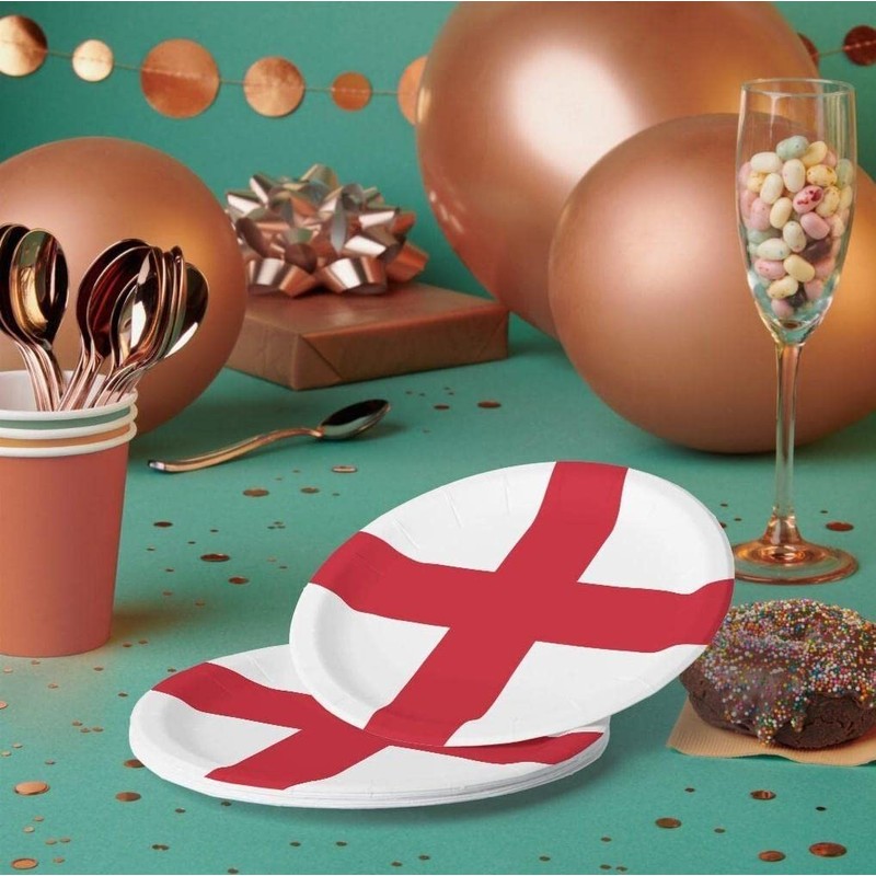 SHATCHI 20Pcs England Paper Plates St George Party Supplies for